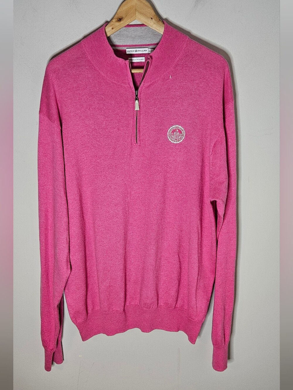 Peter Millar Quarter Zip Pink Men's L Large Olympian Field Country Club